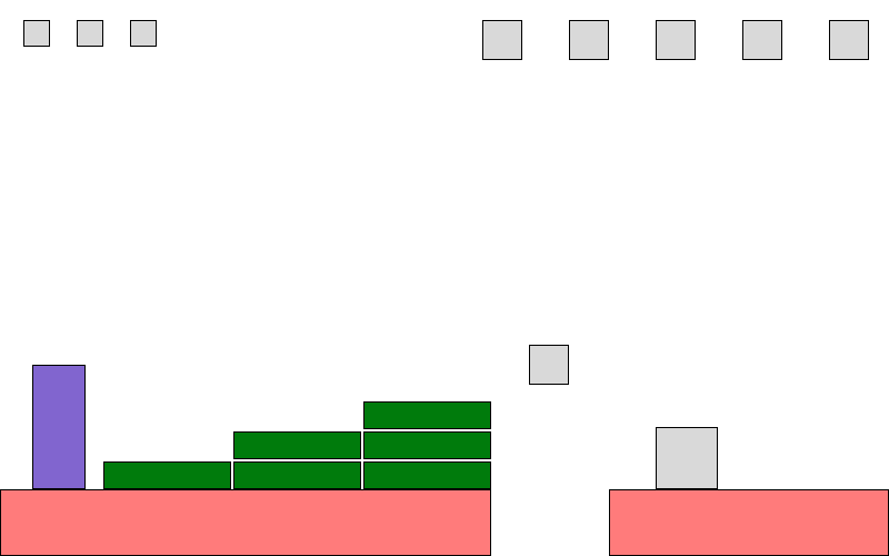 rectangular shapes placed across a map to showcase the sprites that will be planned in a game