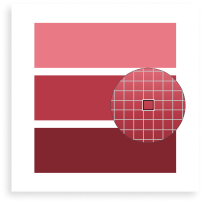 three rectangles in different shades of red vertically stacked with an eyedropper selecting the middle rectangle